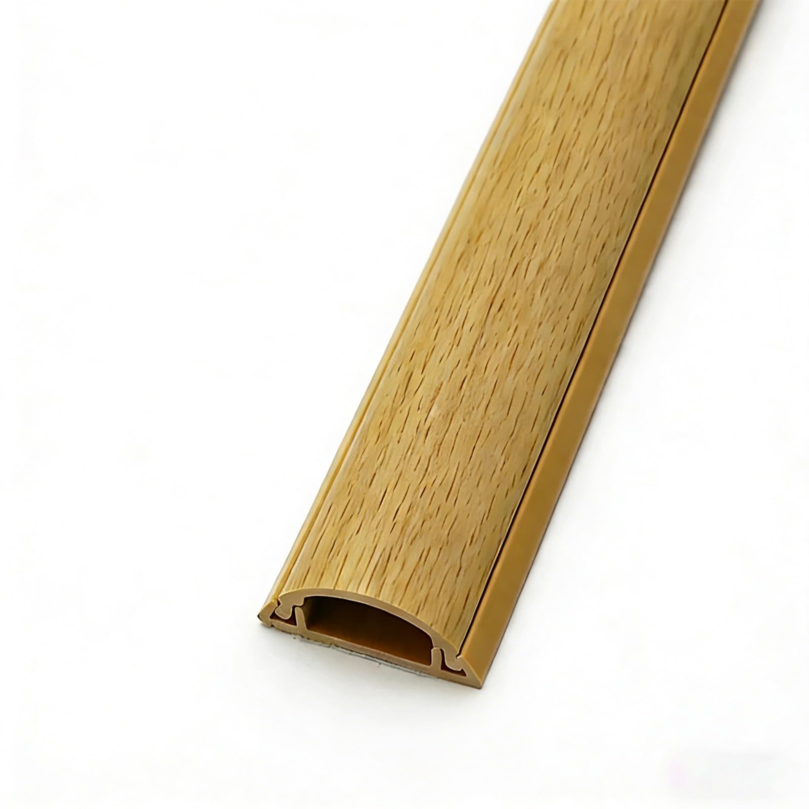 Canaleta de Cables Adhesiva con Efecto Madera, Cubierta Oculta para Cables | Tapa Extraíble a Presión, Diseño Recortable para Instalación DIY, Sin Dañar la Pared(Model D,L-52in/132.1cm)