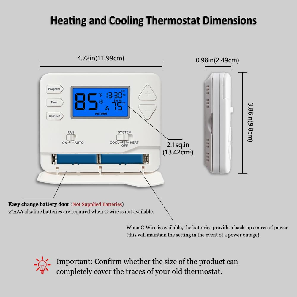 Termostato programable, multietapa, 2 calor/2 frío, termostato avanzado para sistemas HVAC mejorados, retroiluminación azul