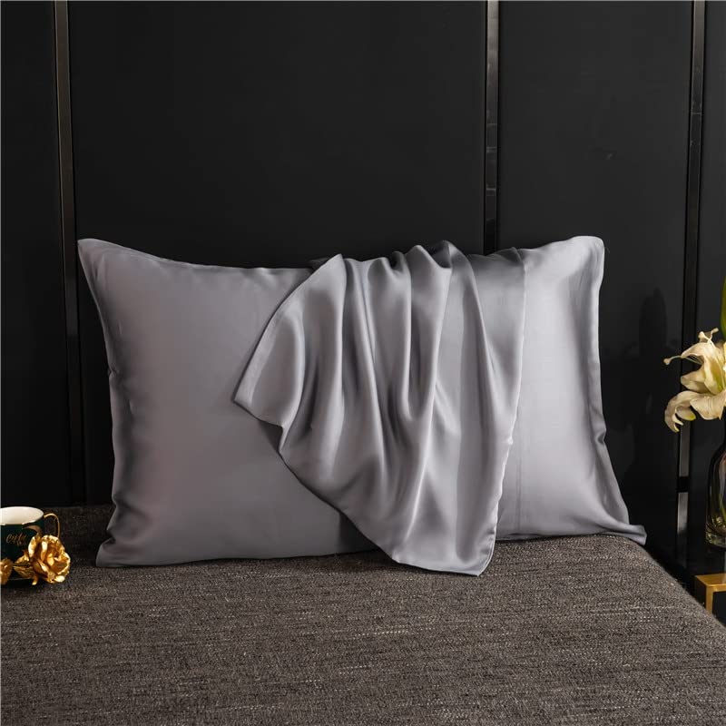 TOUFA Funda de almohada de seda de morera natural, funda de almohada de color sólido, funda de almohada de seda real, 40 x 80 pulgadas