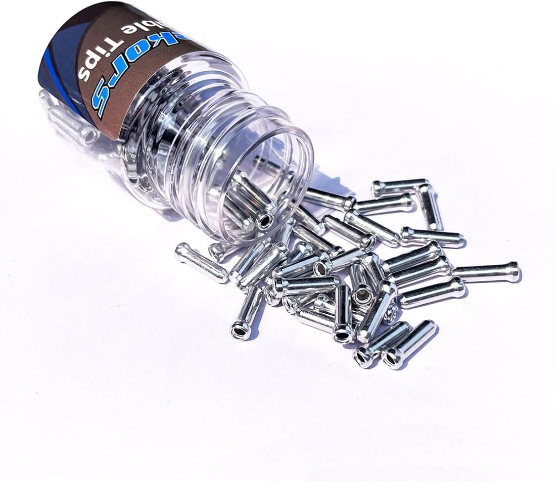 Gekors Bicycle Cable End Crimps 100 Pack,Silver BigaMart