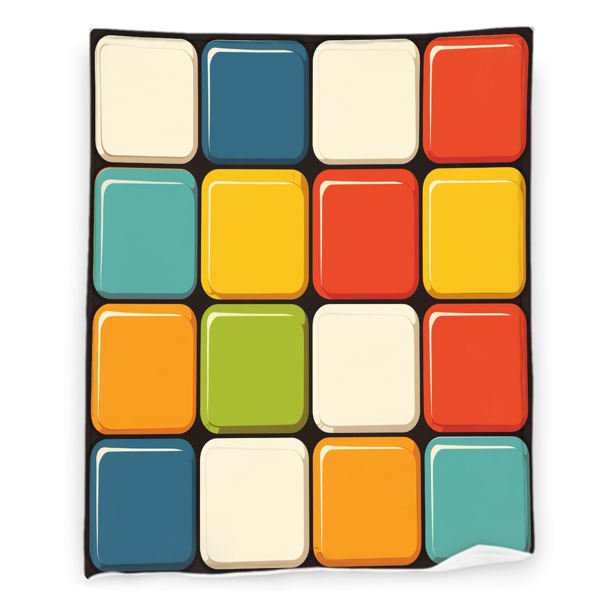 Magic Cube 40" x 50" Colorful Square Cubing Game Geometric Super Soft Bedding Fleece Throw Blanket Luxury Bed Blanket Sofa Living Room Bedroom Warm