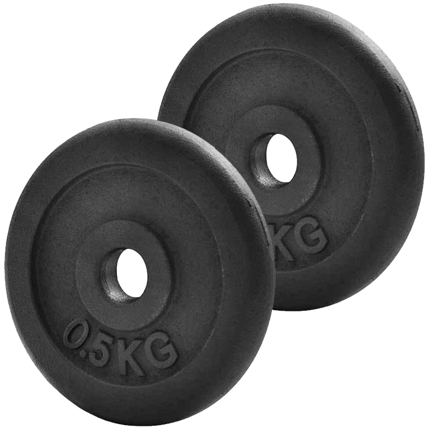 Komodo Set of 2x Cast Iron Weight Plates for 1 Inch Bars (2x 0.5kg)
