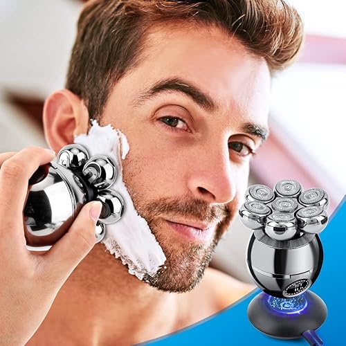 Miniatura 7 de Wjiang - Afeitadoras de cabeza para hombres calvos, afeitadora eléctrica 6 en 1 para hombre, afeitadora eléctrica en seco húmedo y seco,