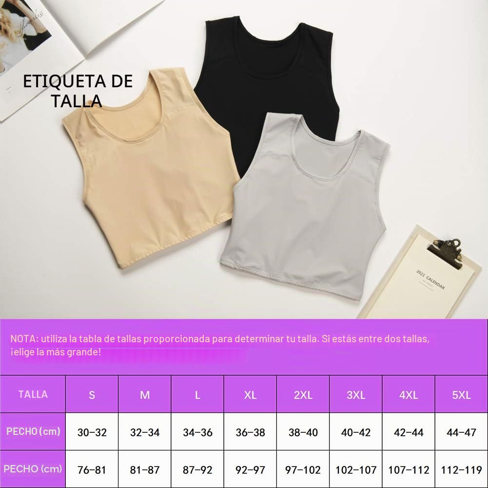 XUJI Chest Binder Tomboy FTM Carpeta de medio pecho transpirable para mujer