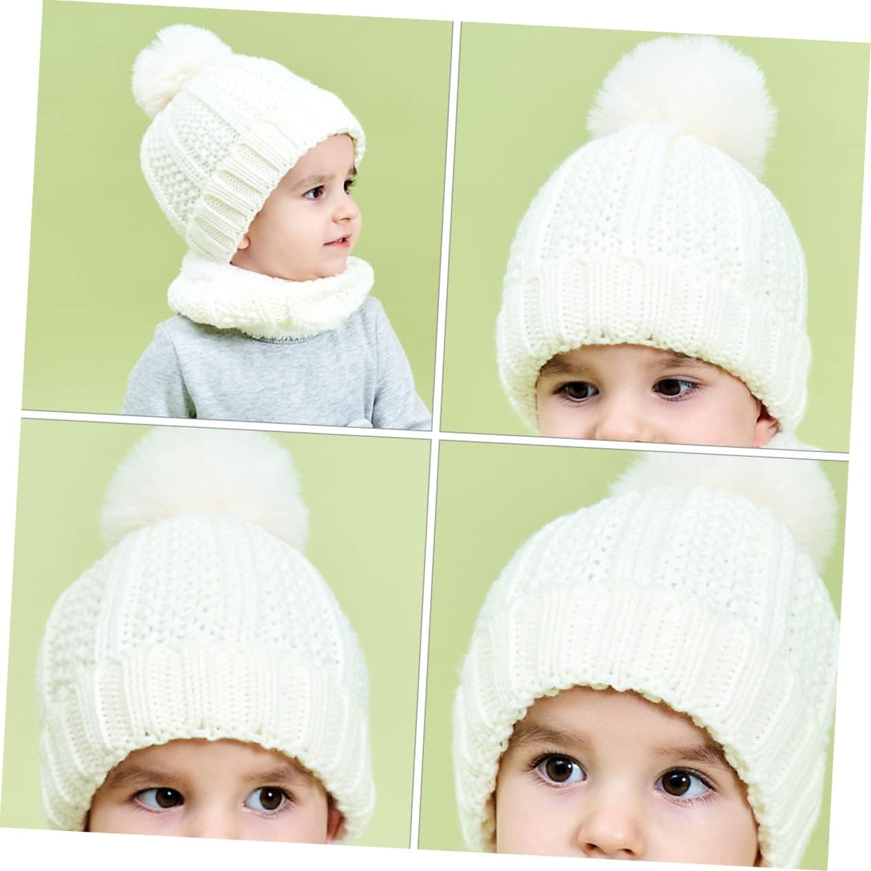 NOLITOY 1set Warm Knitted Hat and Boy Girl Neckerchief for Soft and Comfortable Accessory for Boys and Girls Aged Adorable Design for Cold Weather White
