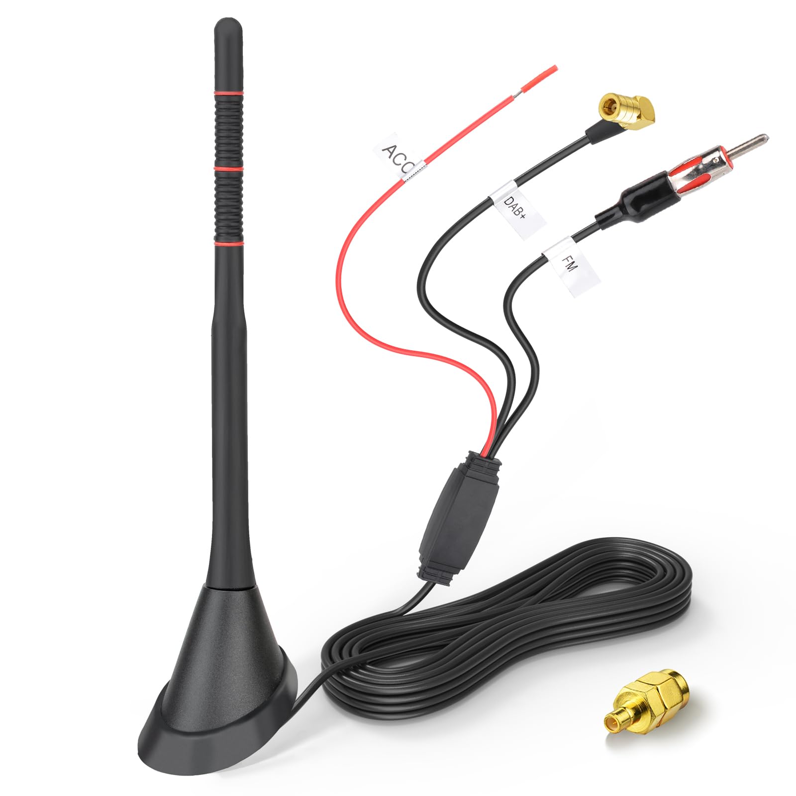 Eightwood Antenne Autoradio Active Dab+ FM avec Amplificateur 5m Câble