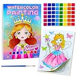 JUNQIU Water Color Paint Sets for Kids, Watercolor Painting Coloring Books for Toddlers, Paint with Water Books for Kids Ages 4-8, Art Craft Kits for Girls Boys Drawing with Brush