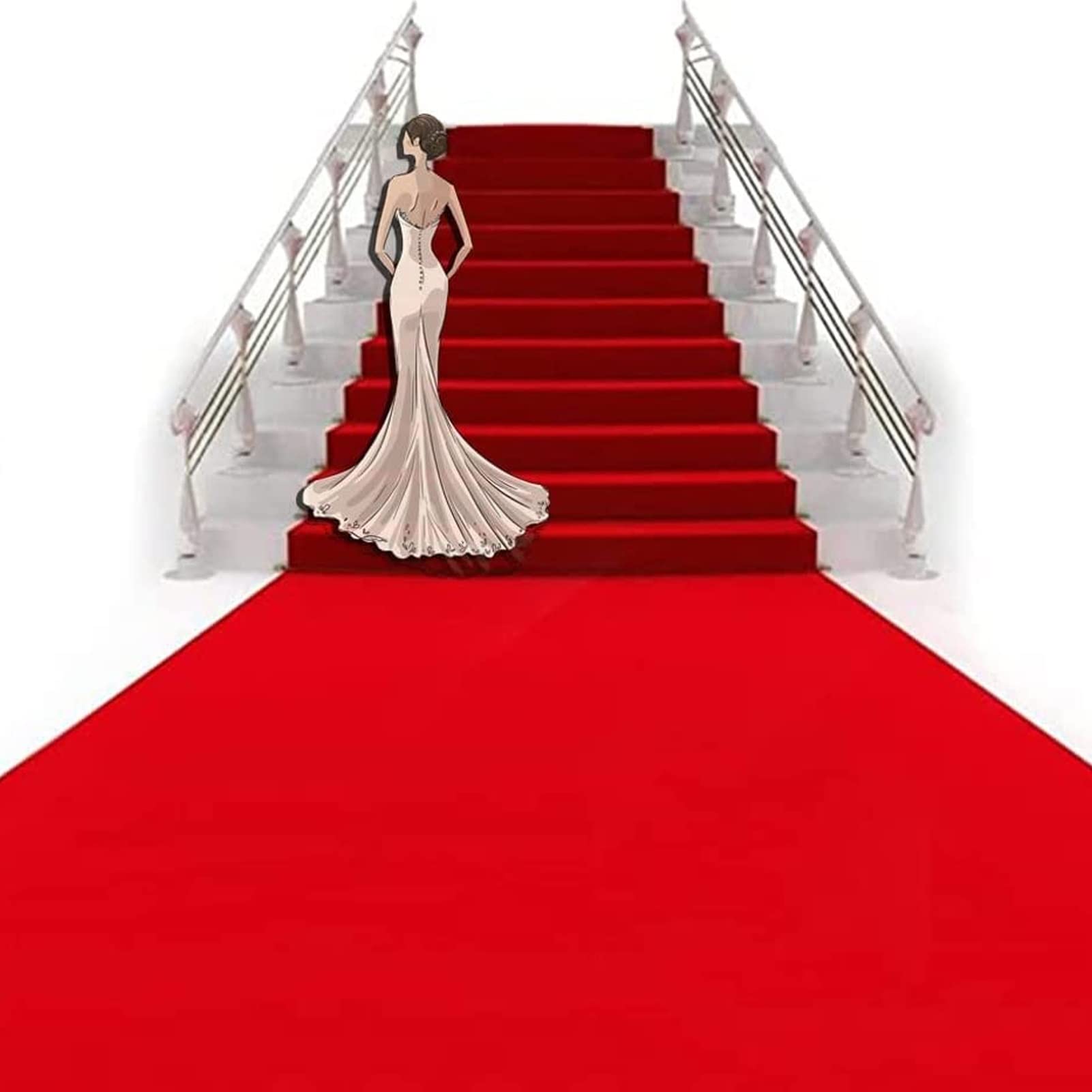 Tappeto Rosso Runner Evento Cerimonia Tappeto Tappeto Matrimonio 2mm Antiscivolo Passerella Nuziale Runner Tappeti Tappetino per Decorazione di Nozze Natale Accessori per Esterni Festa in Chiesa ( Siz