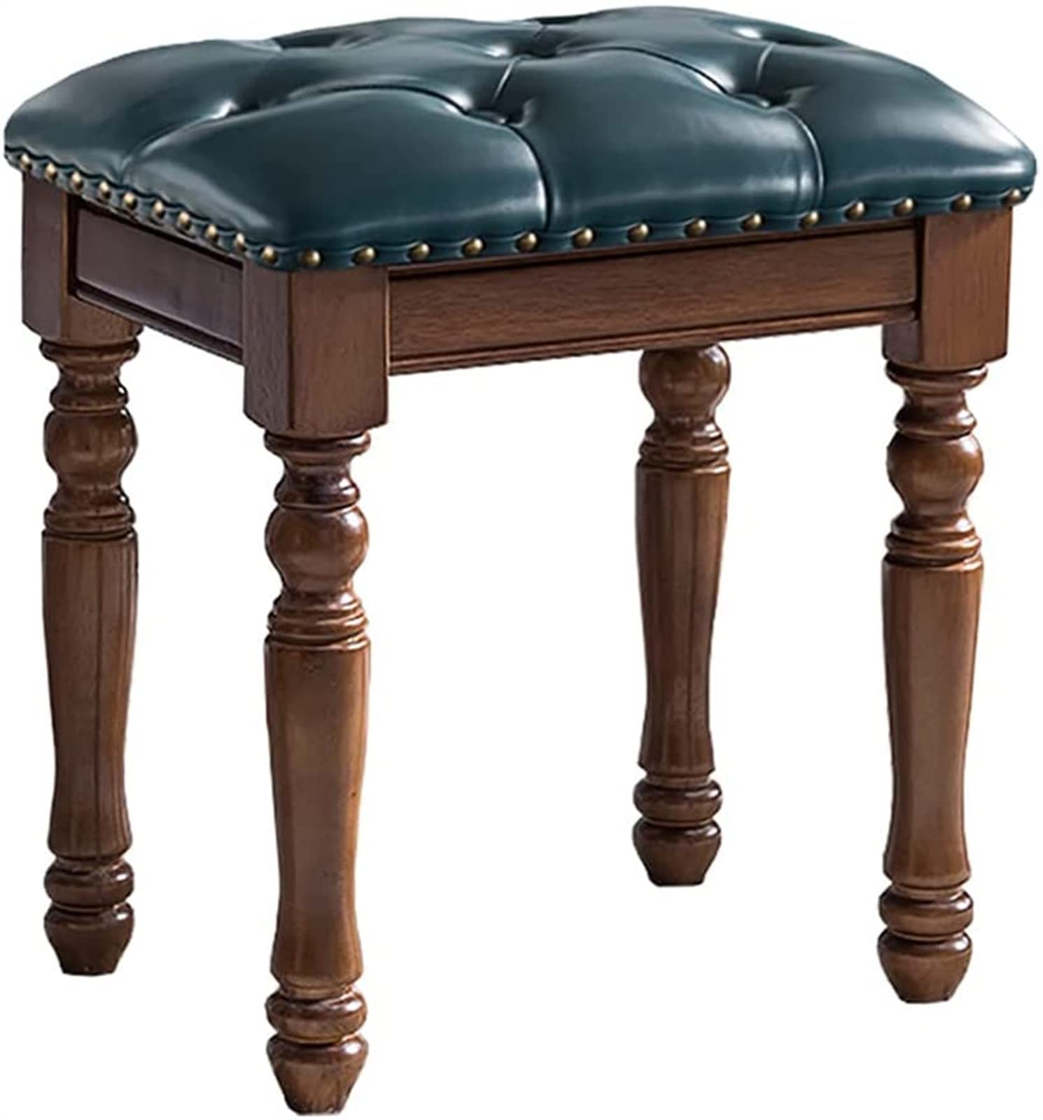 GRDDBZA Vanity Bench with Padded Cushion, Vanity Chair Wooden Dressing Stool Bedroom Dressing Stool Piano Stool Reception Room Stool Small Dining Stool Oak Stool Legs(Blue)