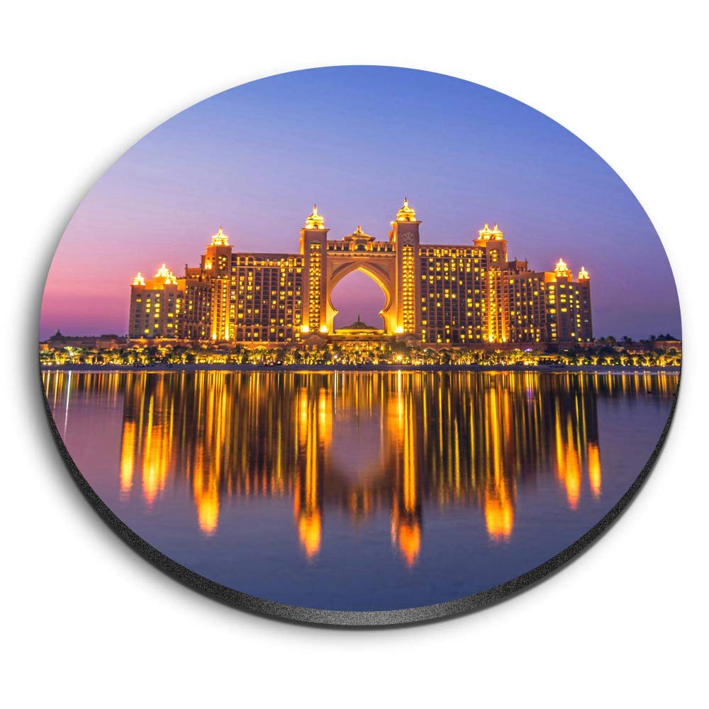 Destination Vinyl Ltd Multicolor 1 X Round Mdf Magnet - Atlantis Resort Dubai Uae Sunset 21165