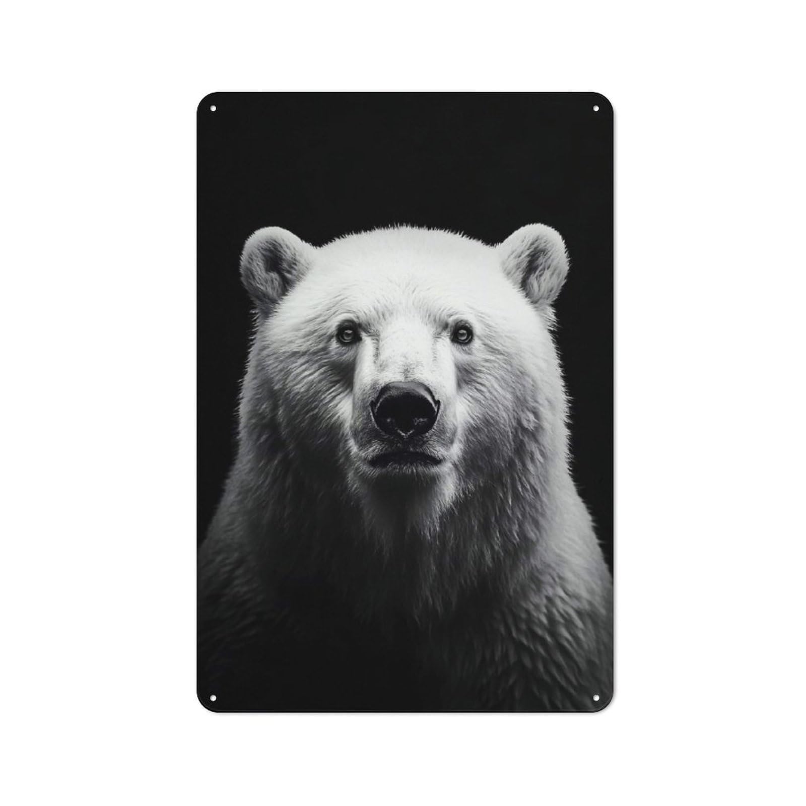 Junmoney Style-5 Vintage Tin Sign 30X20cm With Monochrome Polar Bear Portrait For Bar Or Restaurant, Suited To Bar Decor Enthusiasts