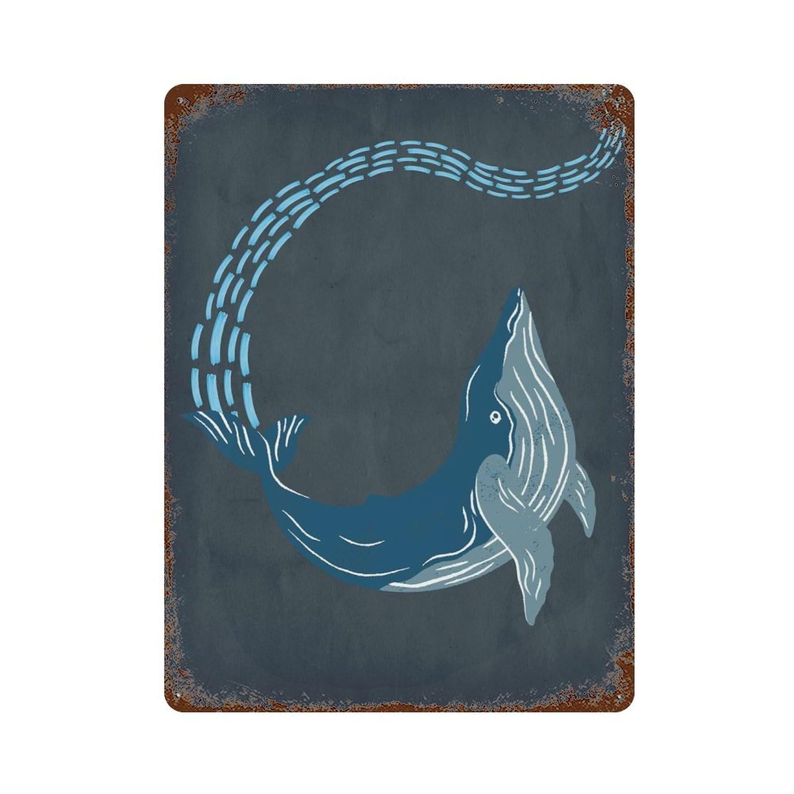 Trailing Whale Vintage Rust Metal Sign 15.7"x11.8", Classic Wall Plaque for Basement, Hobby Room And Garage Decor