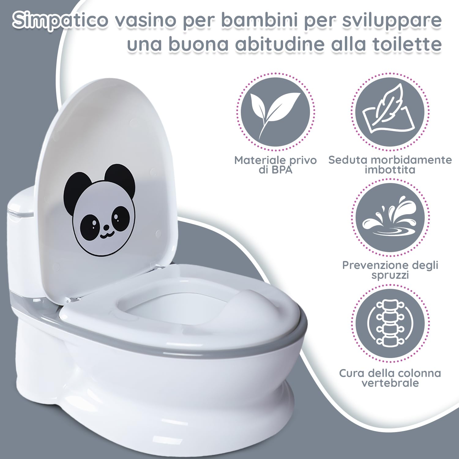 HTN - Toilette Per Il Gabinetto Bagno Realistico Vasca Da Vasino Con Suoni Di Lavaggio E Spazio Di Pulizia Incorporato 8044617818056