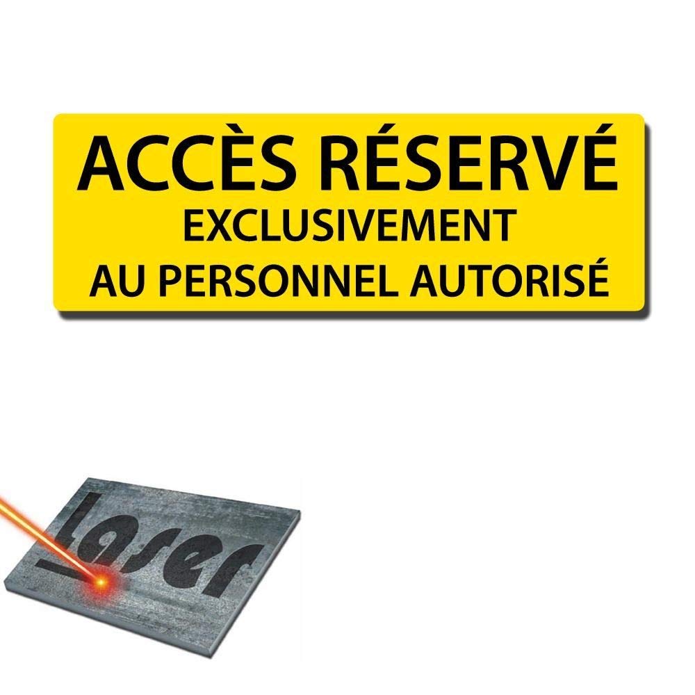 Schild Mit Gravur „Access Reserved Personal EDF“ – Selbstklebend, 30 X 10 Cm | Gelber Hintergrund, Inkl. 3M-Klebeband