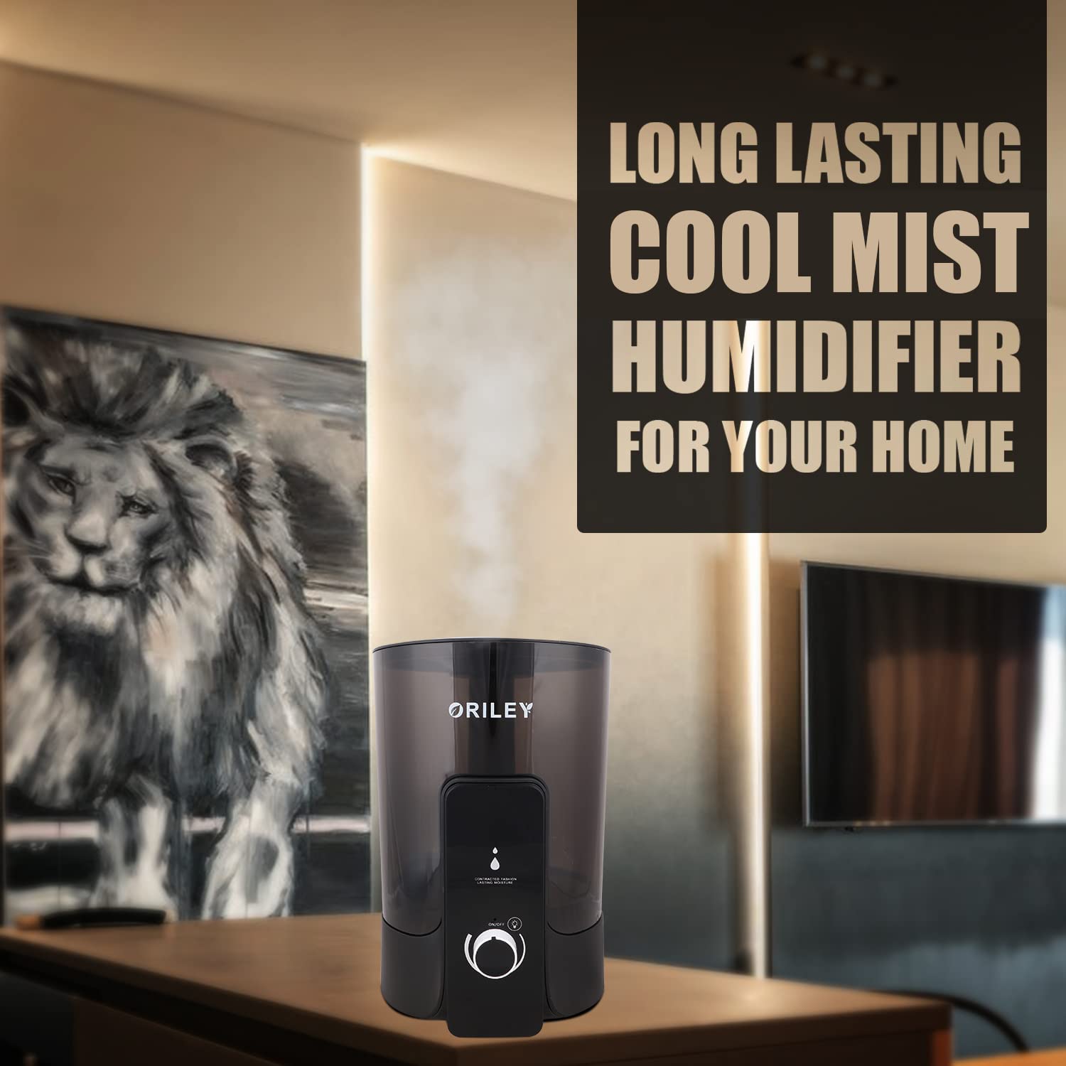 Oriley 2113 Ultrasonic Cool Mist Humidifier, Manual Air Purifier for Home, Office, Baby Bedroom, Adults, and Kids, Humidifier for Room Moisture, 5.5L, 22W, 1 Year Warranty (Black) 4