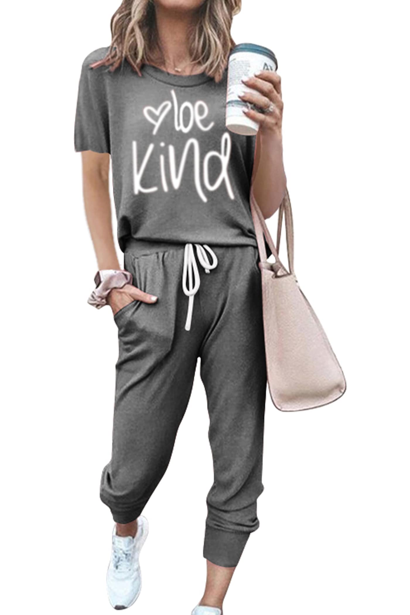 PRETTYGARDEN Womens Two Piece Lounge Sets 2026 Spring Summer Jogger Pants Vacation Outfits Travel Airplane Matching Clothes