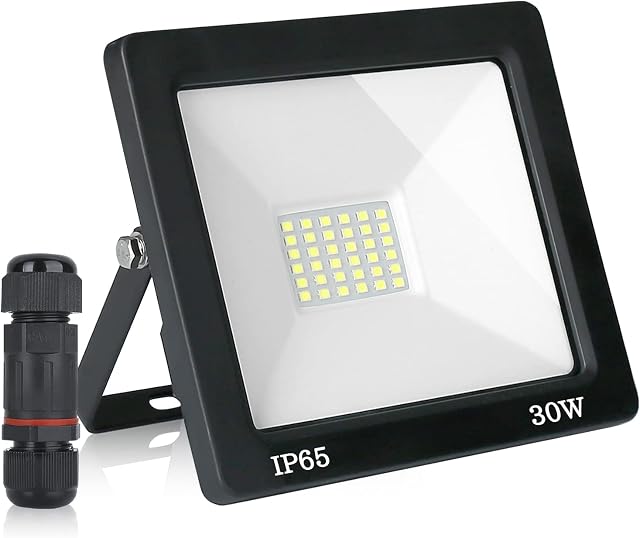HLFVLITE LED FloodLight Outdoor 30W, Super Bright Work Light, IP65 Waterproof Outside Flood Light , 6500K Daylight, House Light for Backyard, Garden, Billboard, Landscape, Park, Rooftop, Gymnasium
