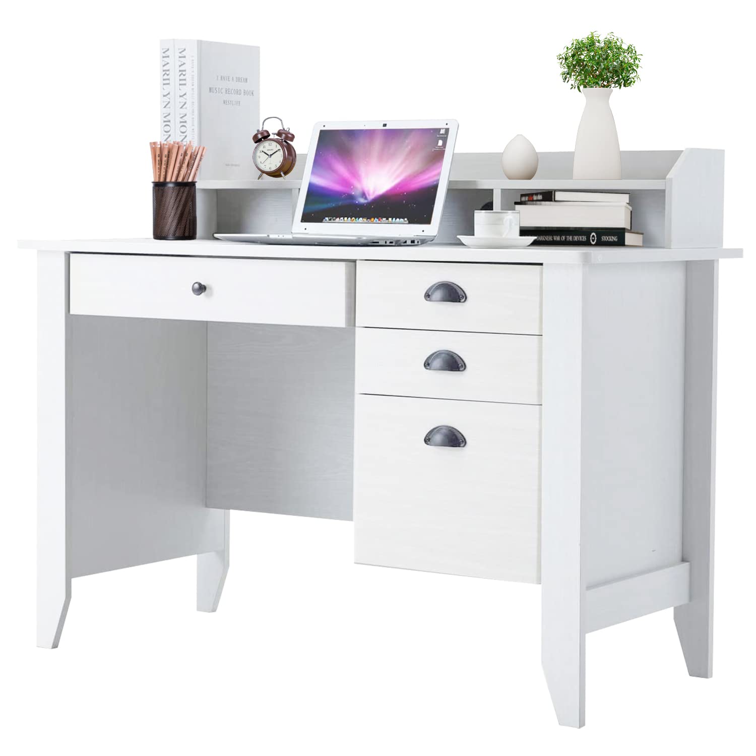 Buy Catrimown Computer Desk with Drawers and Hutch White Desk with