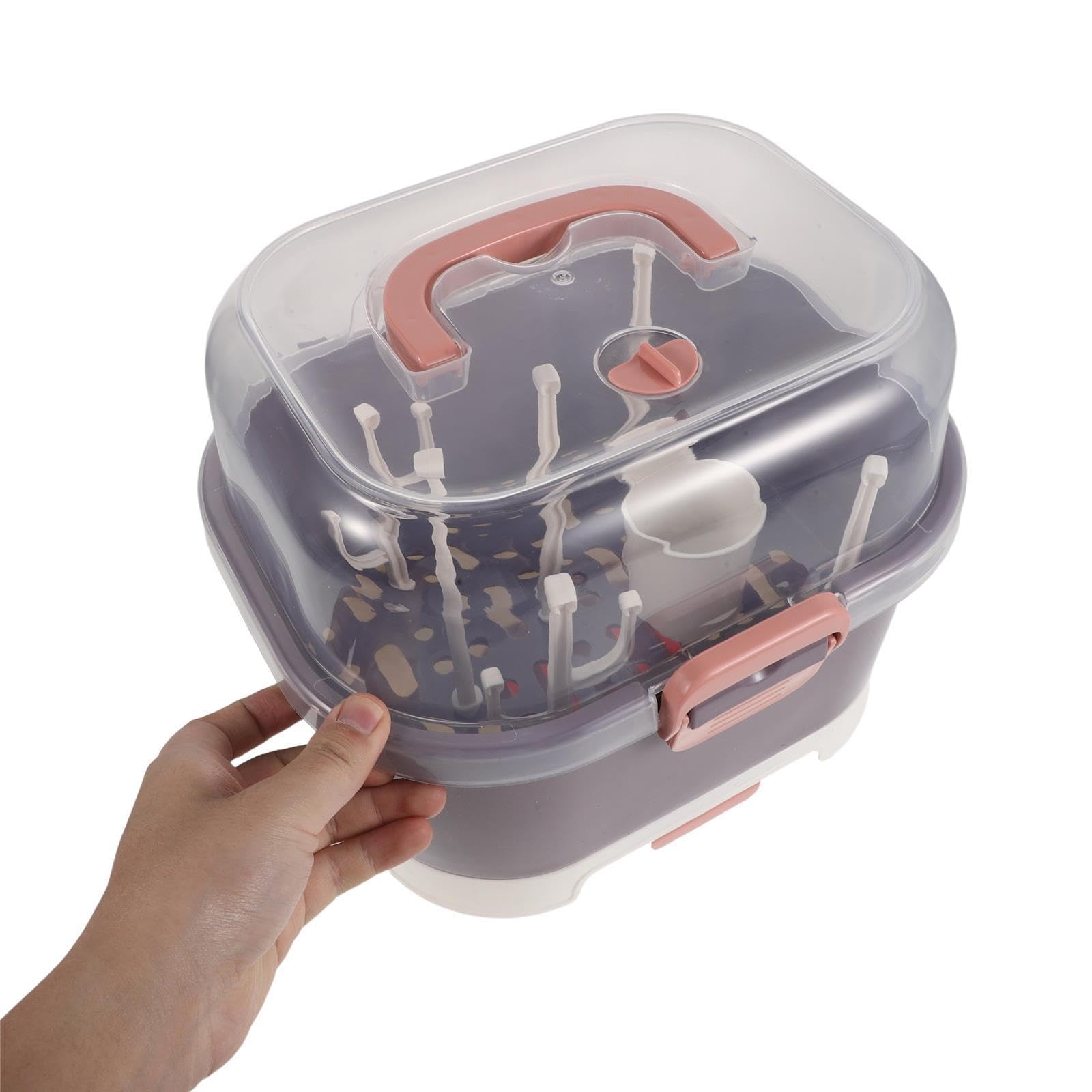 DECHOUS Organizador de Biberones con Tapa para Secado y Almacenamiento Multiusos en Cocina
