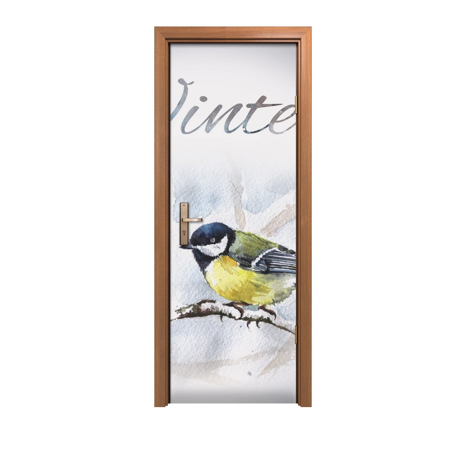 Autocollant de porte neige d'hiver pour un salon chaleureux et cocooning