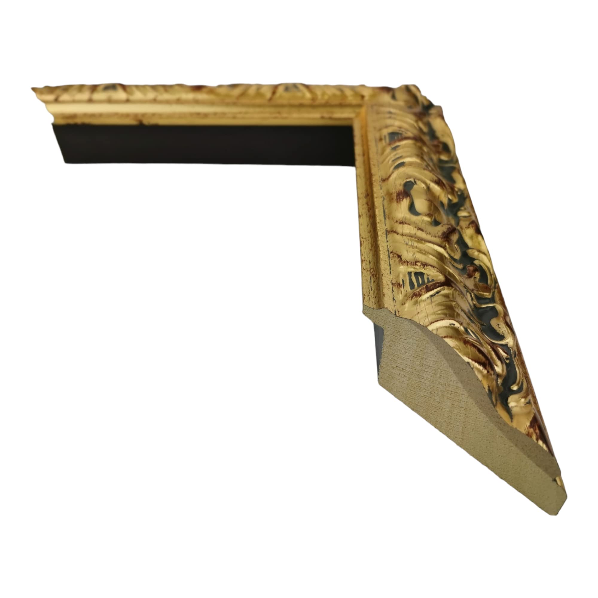 Maestri Artigiani - Cornice per Quadri su Tela con o senza Passepartout Personalizzabile Bianca Oro Antico (Oro Antico, 50 x 70 cm)