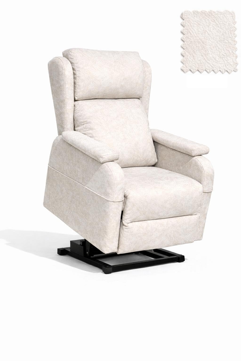 HOME&SOFAS SI | Sillón Relax Reclinable Eléctrico Levanta Personas | Modelo Mónaco | Sillón De 68 Cm De Ancho | Sillón Desenfundable con Reposapiés para Una Lectura Cómoda | Color Beige Claro