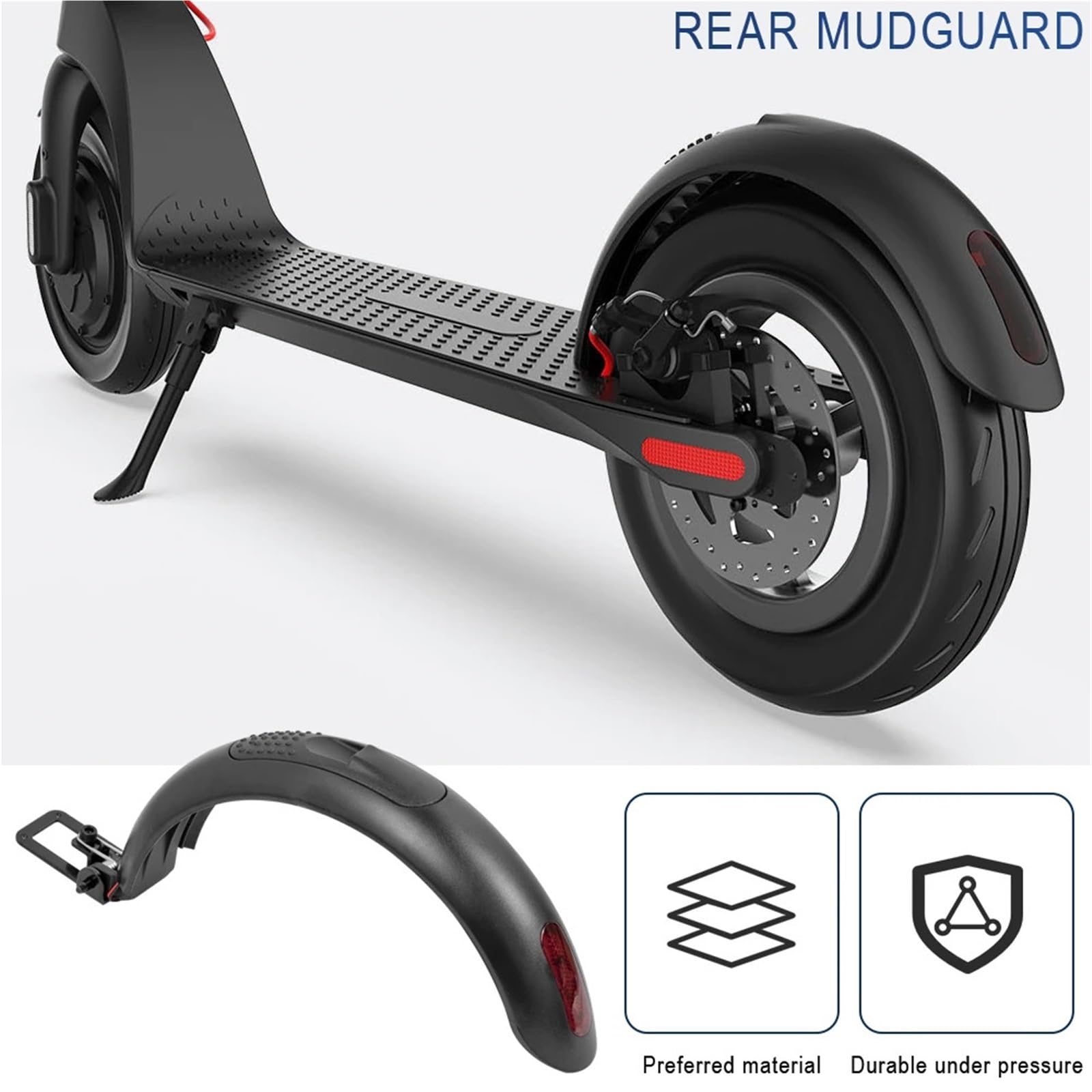 Guardabarros Patinete Guardabarros Trasero con luz for Scooter eléctrico Juego de Guardabarros Trasero Gancho de aleación de Aluminio Carcasa de plástico Piezas de luz Trasera