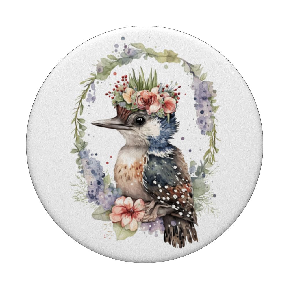 Boho Bird Woodland Animal Floral PopSockets Swappable PopGrip, Black - Image 3