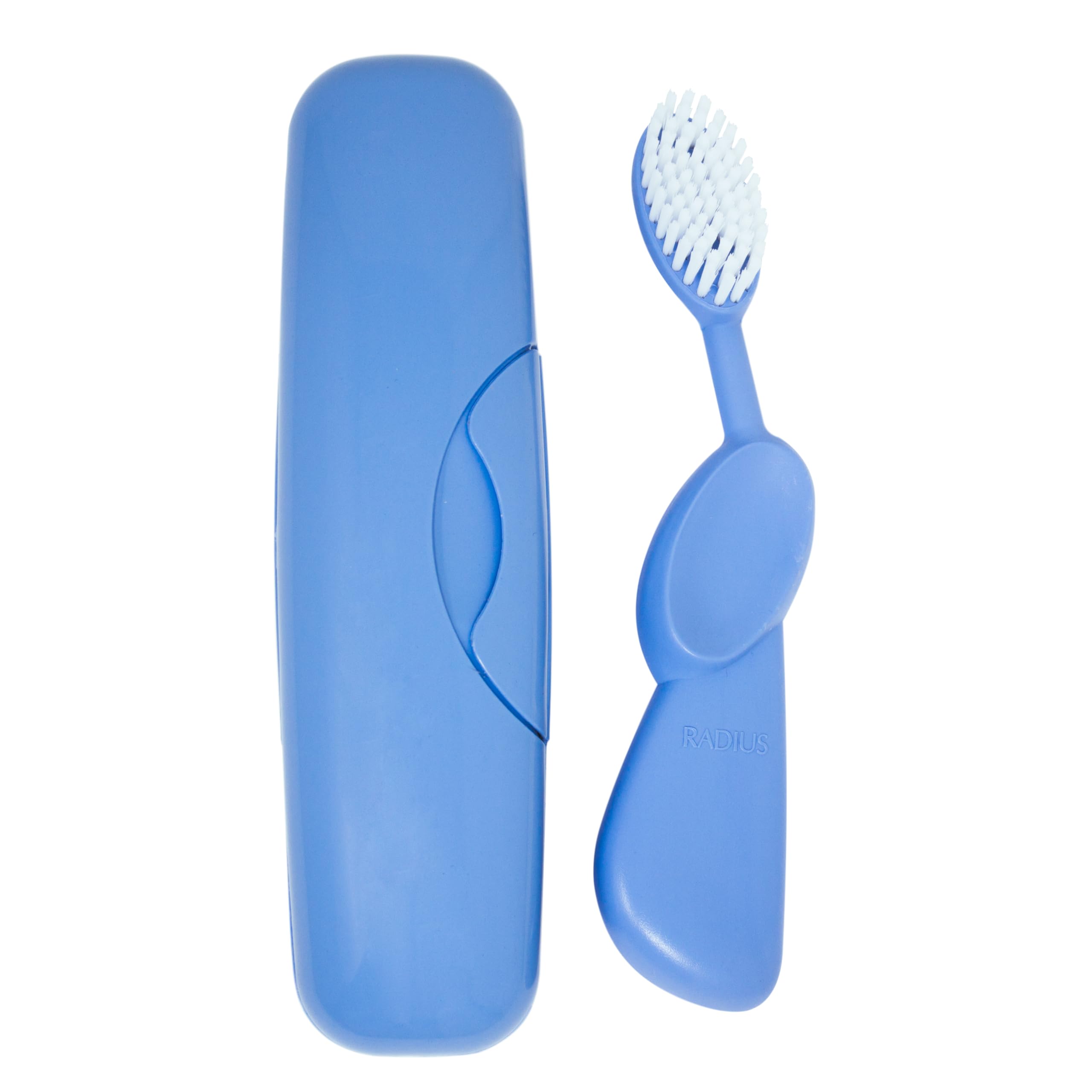 RADIUS Toothbrush Original Big Brush, BPA Free ADA Accepted - Left Hand - Periwinkle Brush with Periwinkle Case