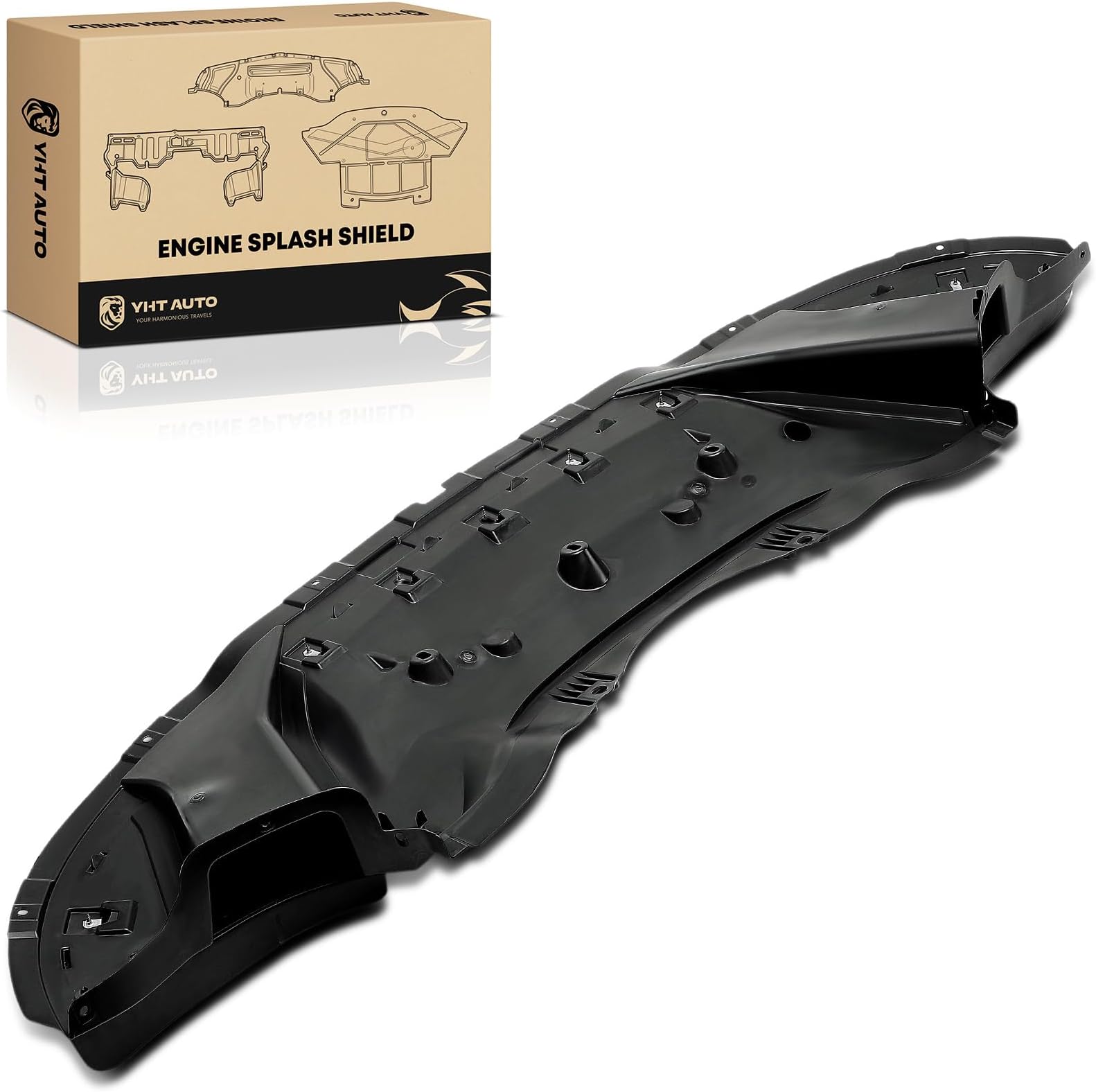 YHTAUTO Front Engine Splash Shield Compatible with Dodge Charger 2015-2023, RWD, with Type 1, Plastic Black Splash Guard Engine Case Guards