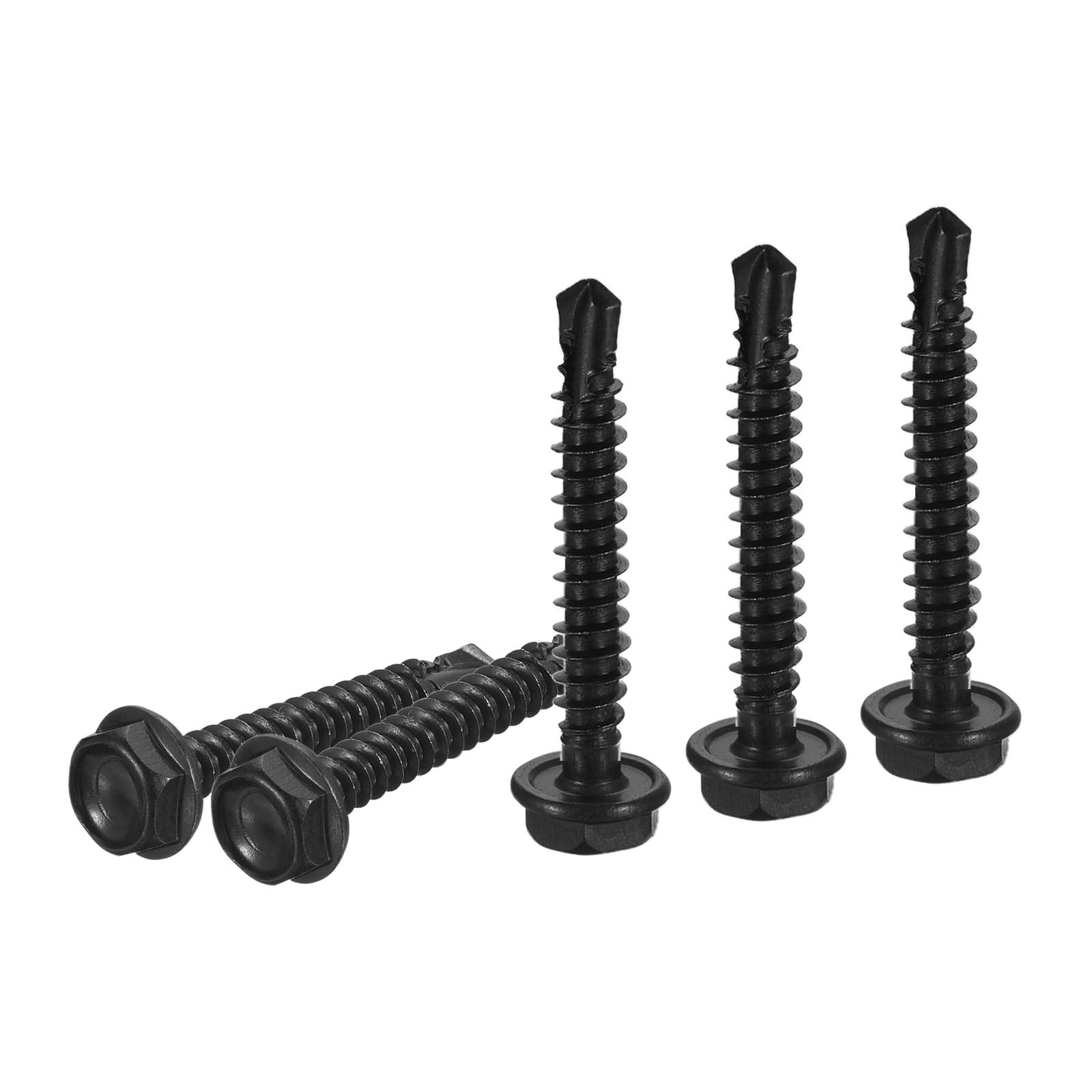 DTGN #10x1-1/4" Hex Washer Head Self Drilling Screws, 50Pack, Good for Machine, 410 Stainless Steel Black Oxide