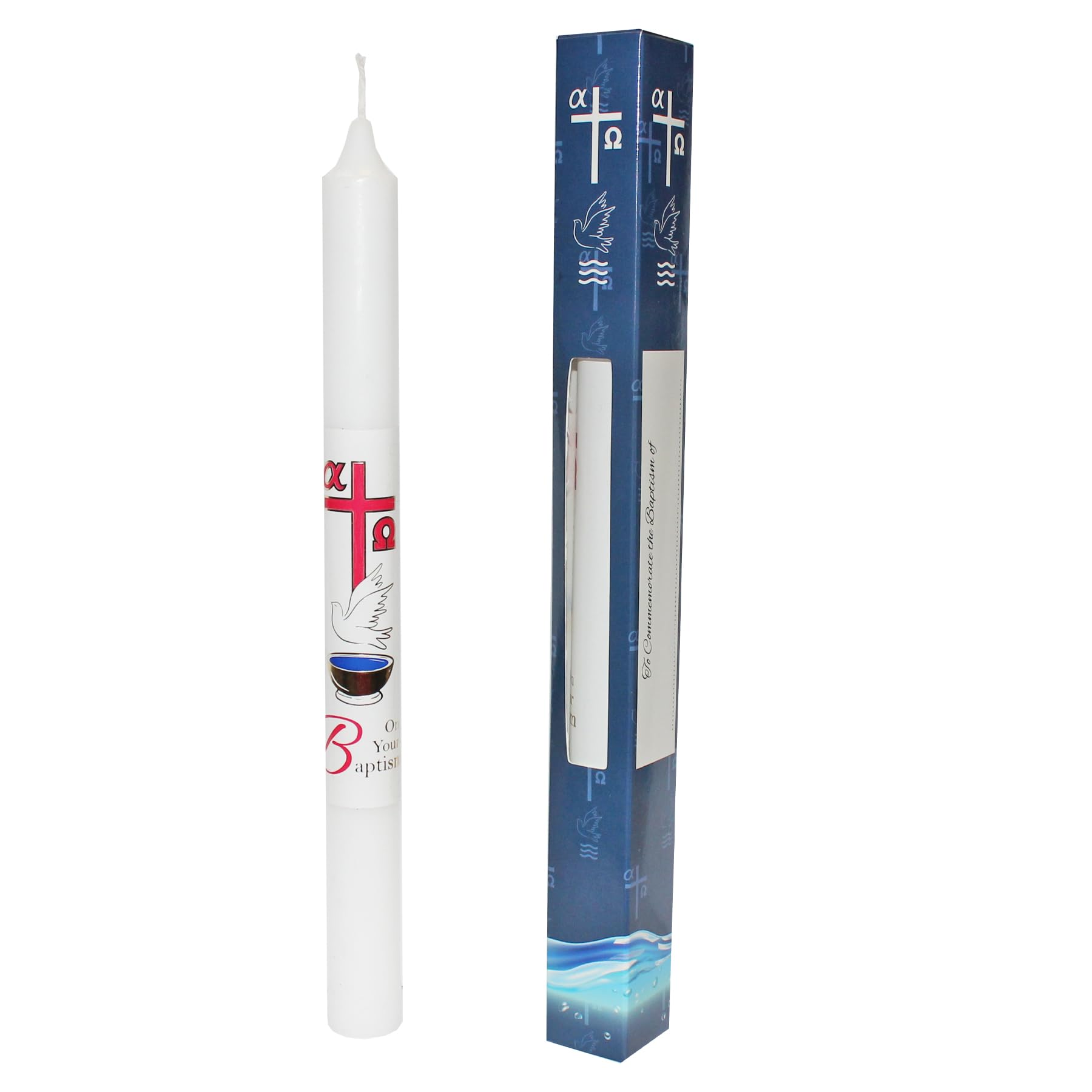 Widdle Gifts White First Light Baptismal Candle With Cross And Dove 25Cm Boxed With Gifting Section