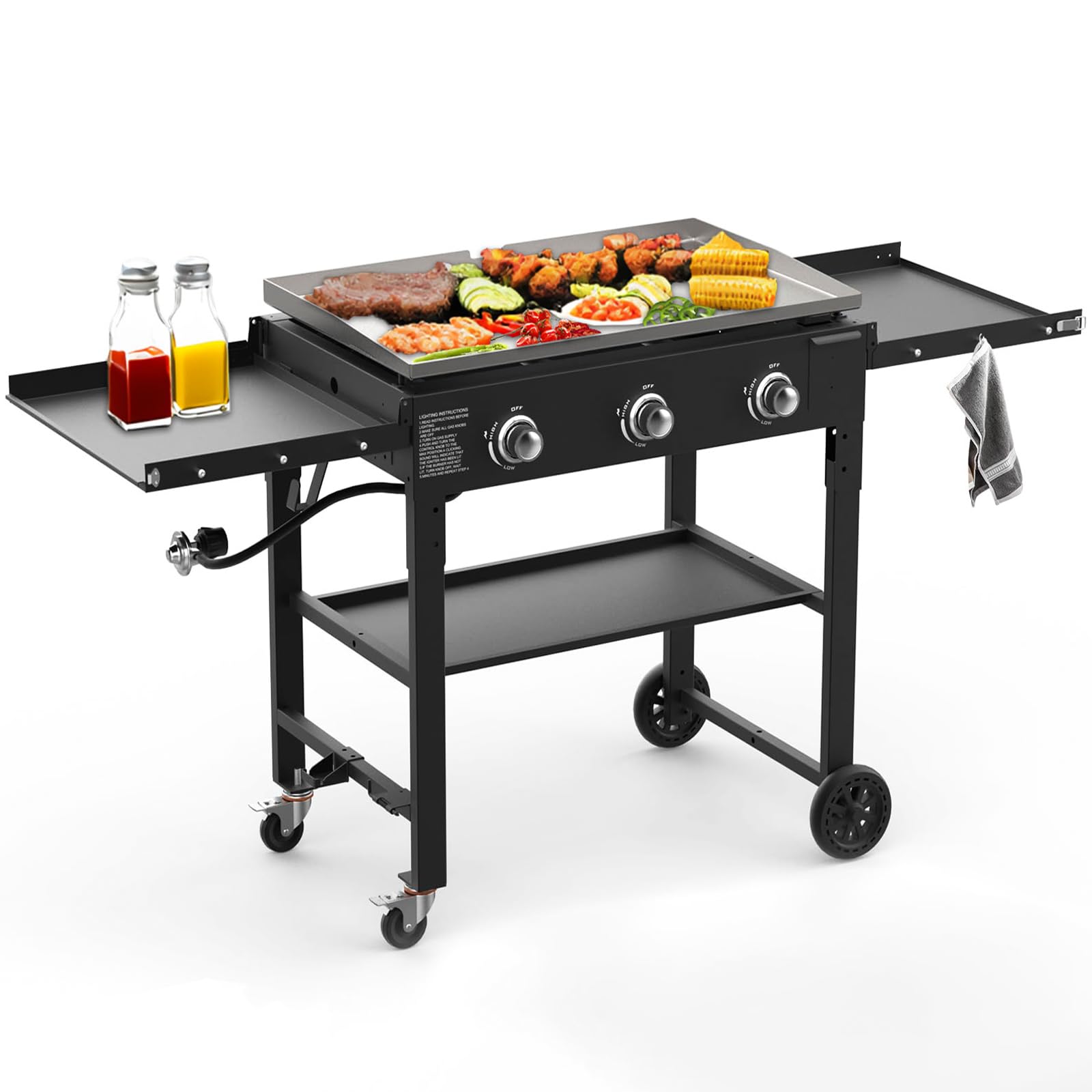 BESTFIRE 3 Burner 35" Flat Top Grill,45000 BTU Flat Grills Outdoor Cooking