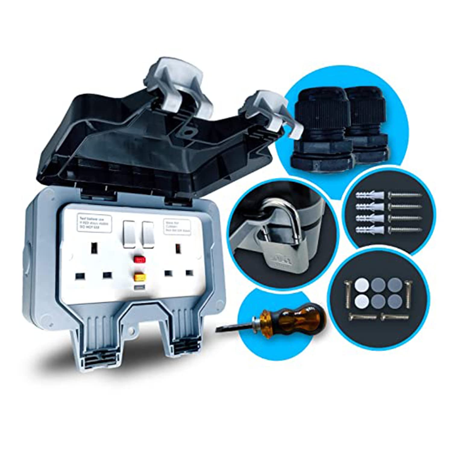 Buy APD Electrical Outdoor RCD Plug Socket, Waterproof and Weatherproof