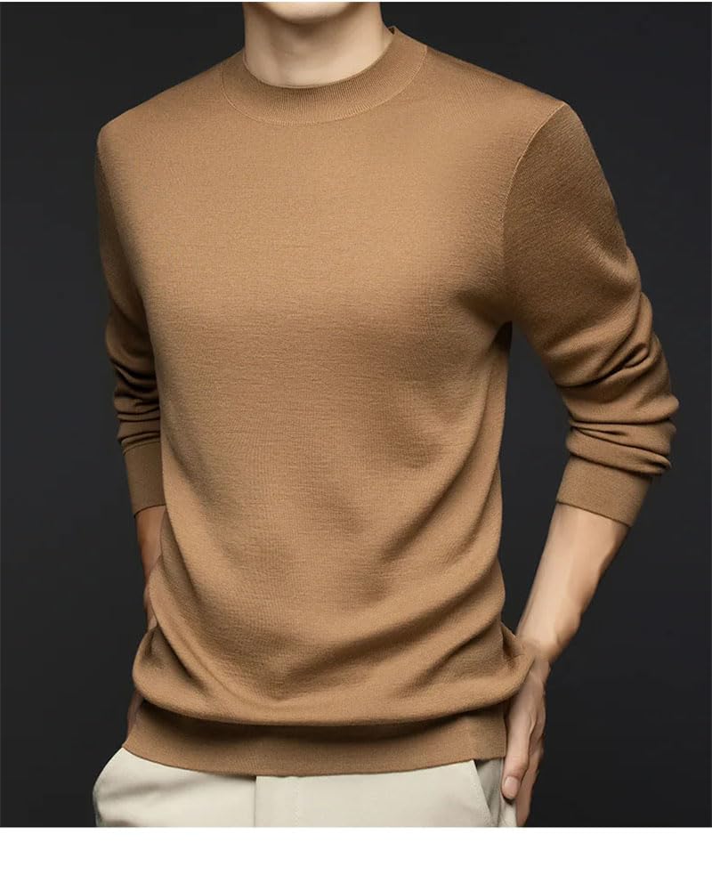 Men's Wool O-Neck Long Sleeve Sweaters Thin Solid Casual Pullover Jumpers3