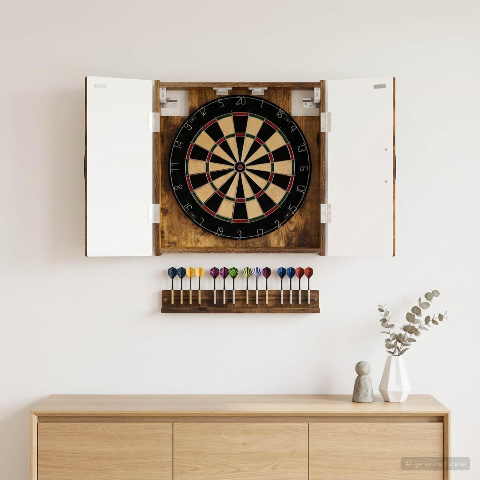 Dartboard Schrank Utrecht Raucheiche 52,5 x 10,5 x 53,5 cm,Dart-Rückwände,897770