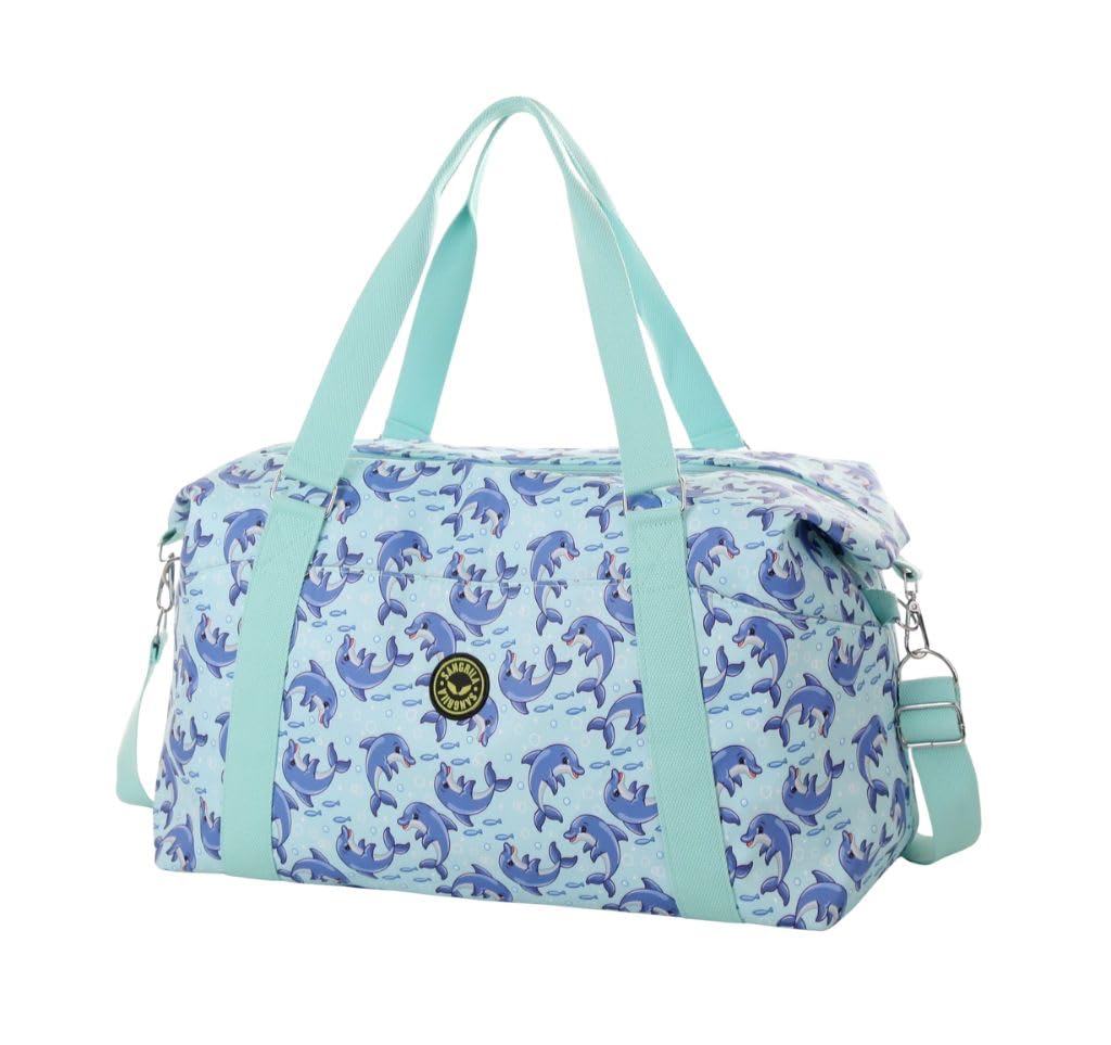 Waterproof Fitness Gym Travel Duffel Bag Holdall Travel Bag Weekend Overnight Bag for Men and Women (Dolphins) — image 1