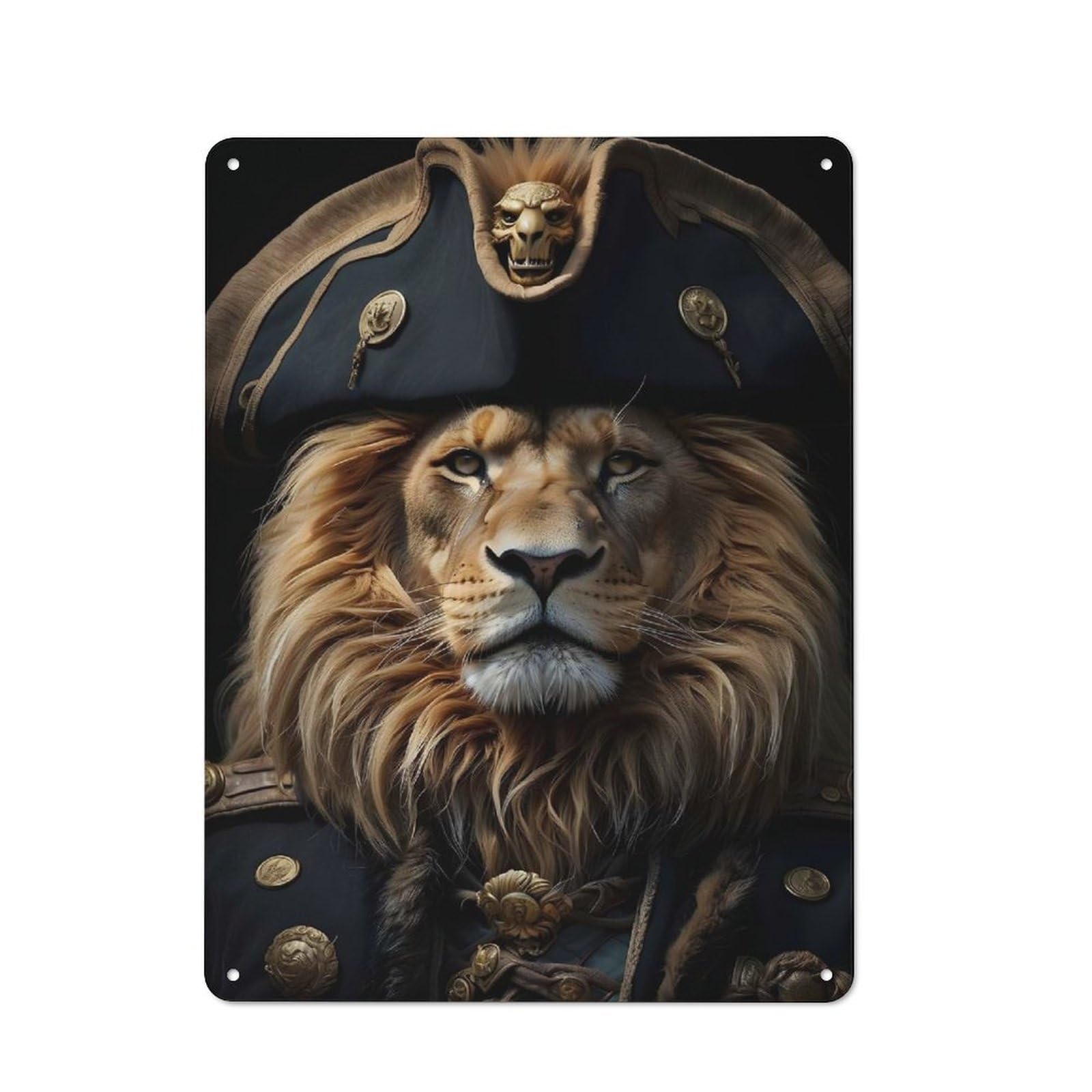 Junmoney Lion Pirates Funny Metal Wall Sign 40X30cm Featuring For Workshop Wall, For Makers And Diy Enthusiasts