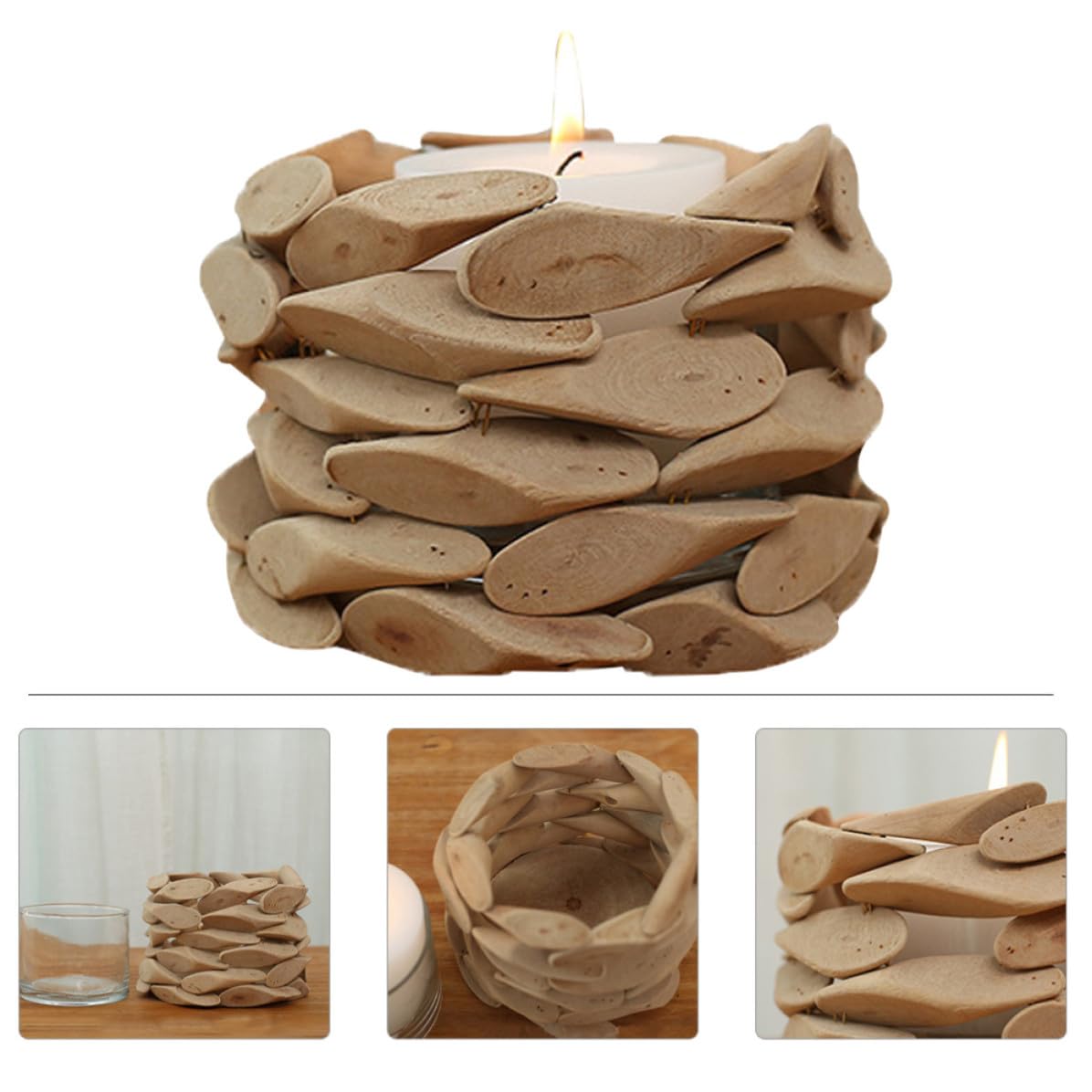 Portacandele Rotondo Decorativo in Legno Fatto per Matrimonio