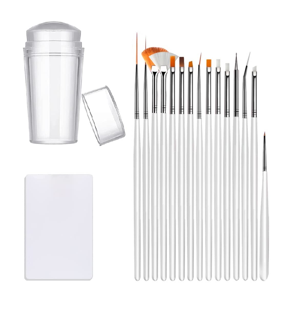 D.B.Z.® Nail Stamper Nail Art Brushes - French Tip Nail Stamp Clear Nail Art Stamper Jelly with Scraper, 15 Nail Pen Brushes, Soft Silicone Stamper Printer DIY French Tip Nail Stamping Manicure Tool-image-23