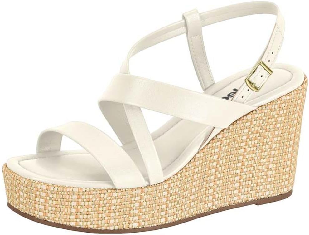 Sandália Anabela moleca Look Fashion Tira Cruzada Plataforma Feminino