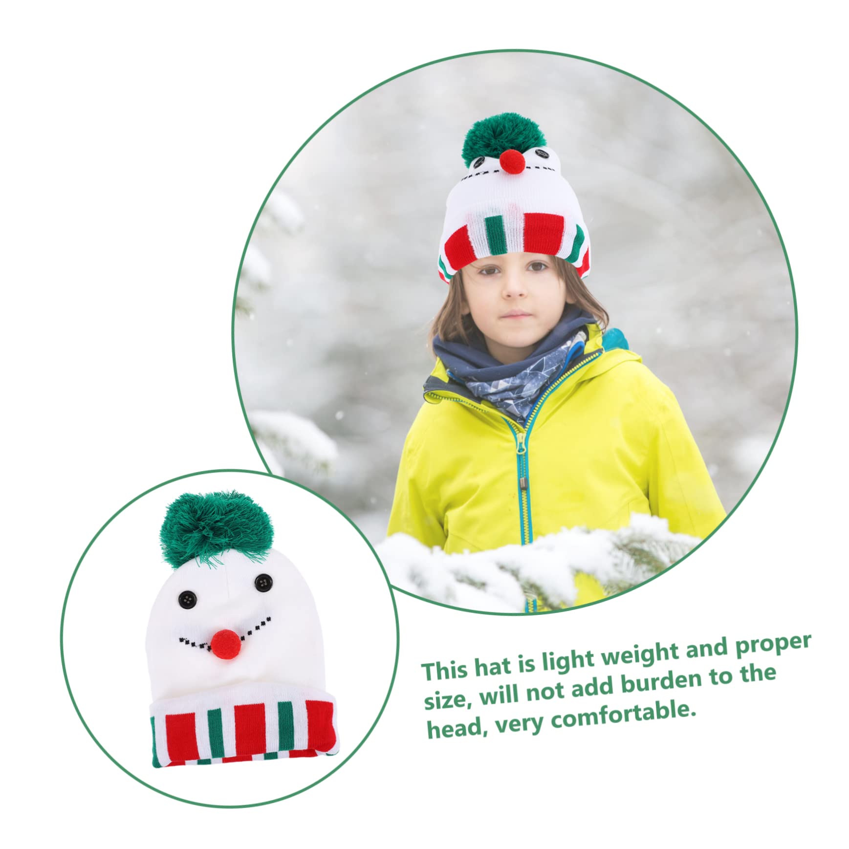 Weihnachtsstrickmütze Plüschmütze Gestrickte Weihnachtsmütze Kleinkind Thermik Kinderhüte Kappe Urlaubsstrickmützen Warme Weihnachtsmützen Hutklammer Junge Weiß Acryl