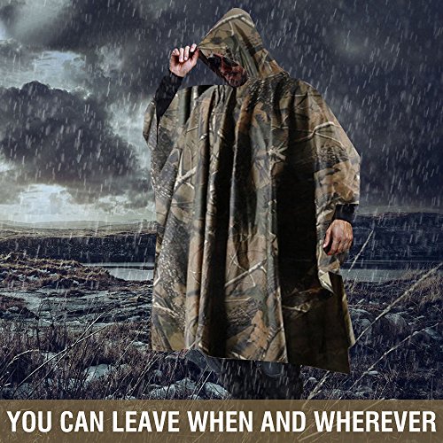 Infreecs Regenponcho Wasserdichter, Camouflage Regen Poncho Wiederverwendbar Camouflage Regenjacken Regencape… – Bild 3
