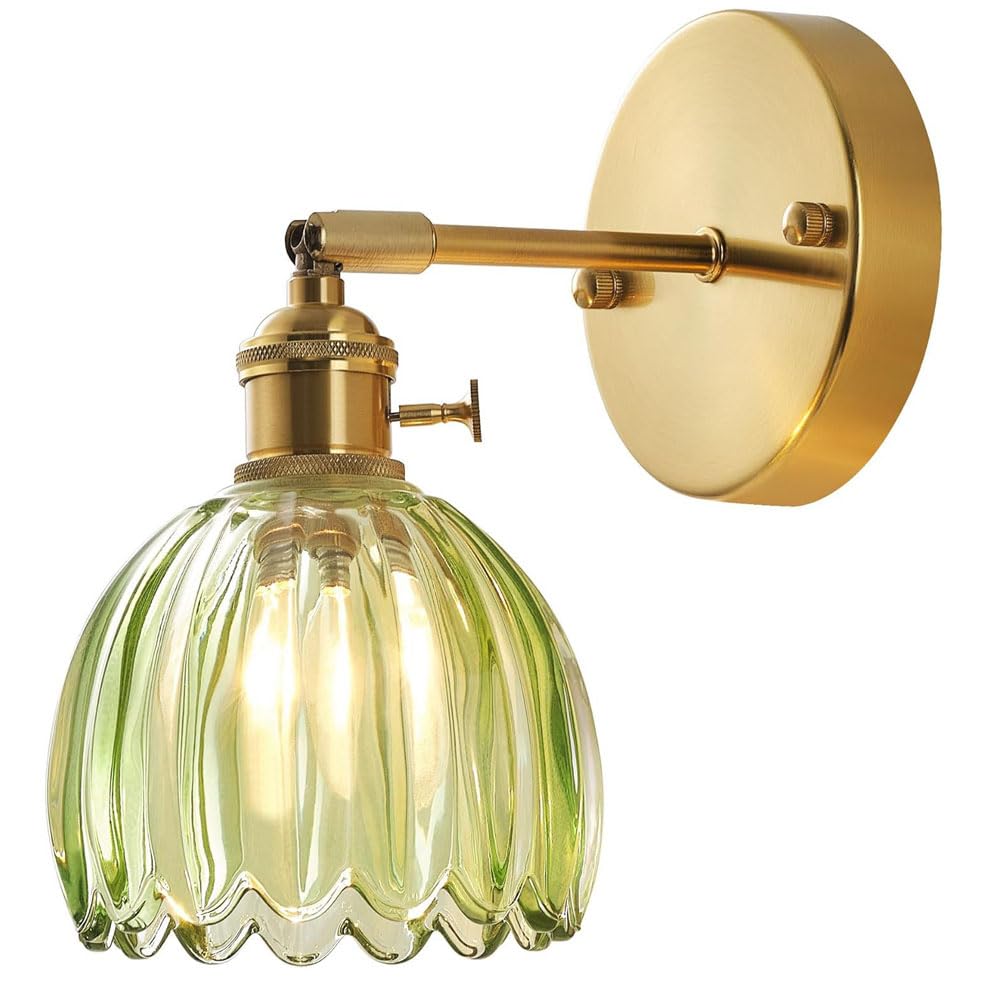 YVAMNAD Wall Sconce With Glass Lampshade Wall Lighting Bathroom Vanity Light Fixture Glass Single Head Metal Wall Lamp Nordic Wall Decor E27 Lighting Minimalist Interior Lighting Wall Lights Bedside W