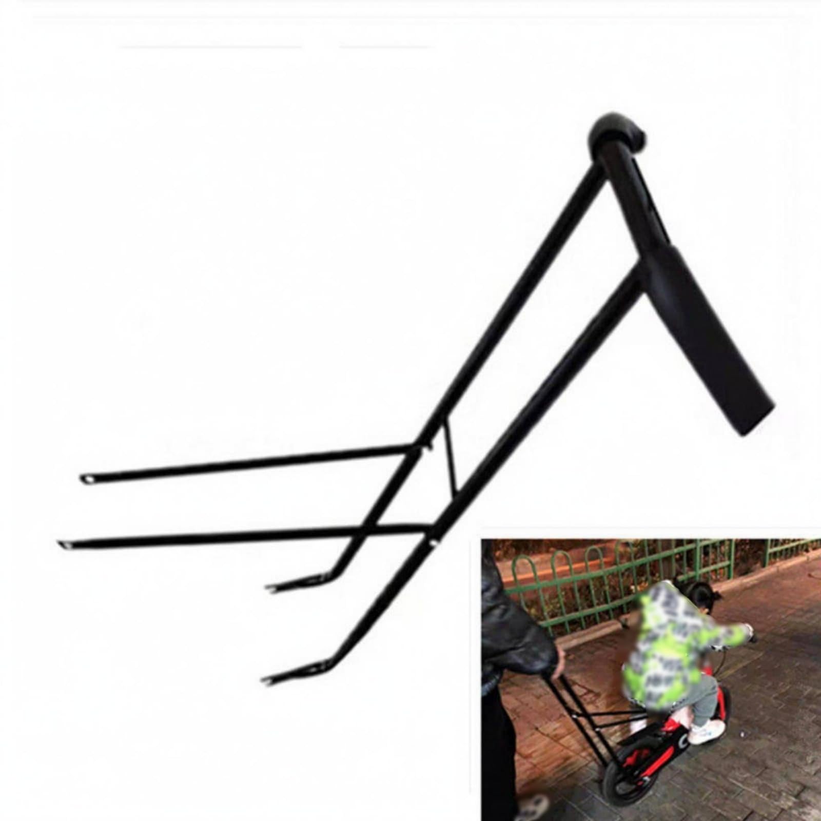 Kinder Fahrradgriff Lenkhilfe Schubstange Haltegriff für Kinderrad mit Robuster Zwillingsstange Komfortablem Griff aus Schwamm Und Gummi Feste Montage