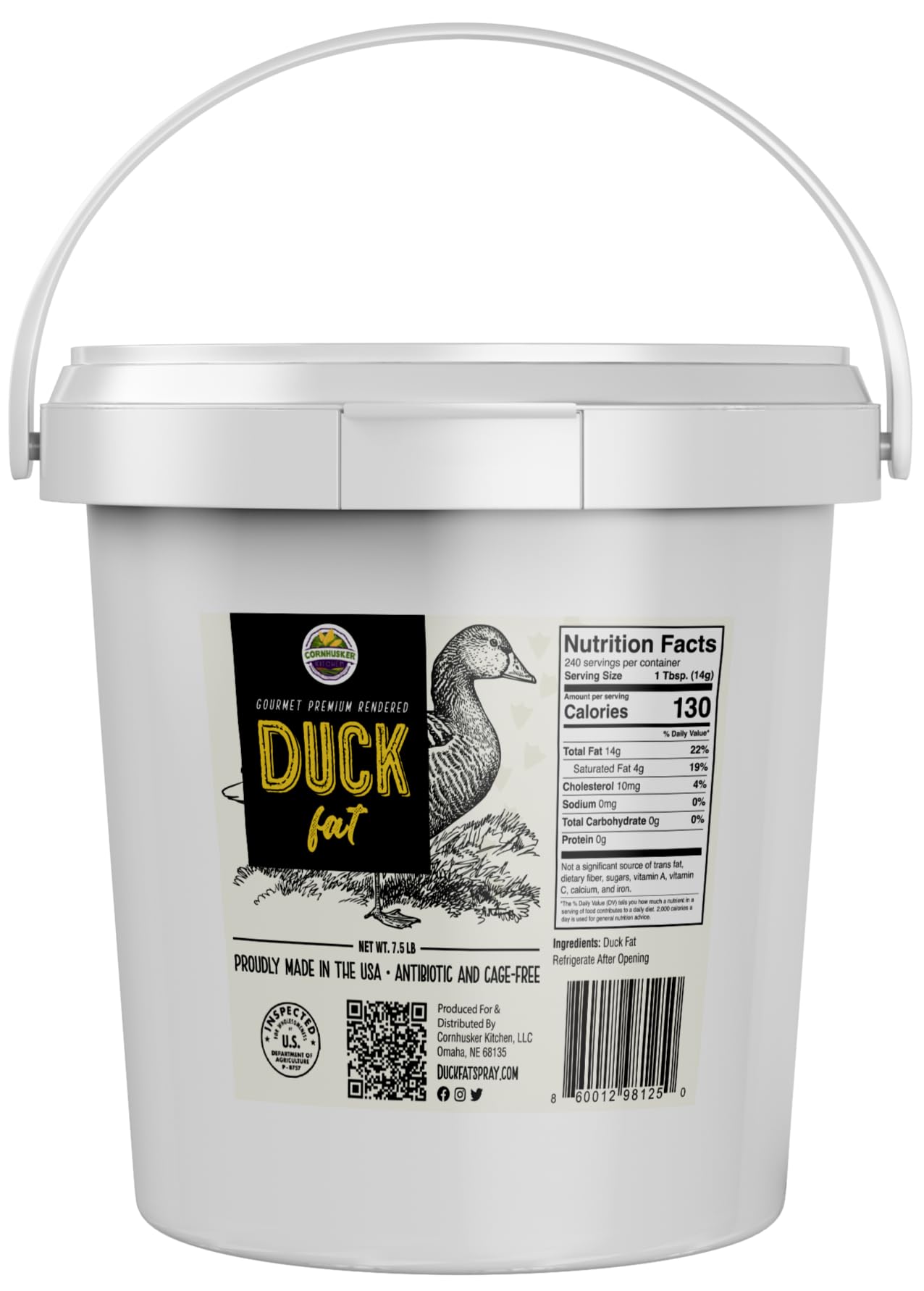 Conhusker Kitchen Gourmet Premium Rendered Duck Fat 7.5 lbs