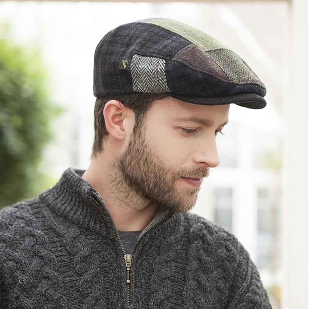 Mucros Weavers Kerry Cap, Irish Hat for Men, Herringbone Wool (US, Alpha, Medium, Multicolour)