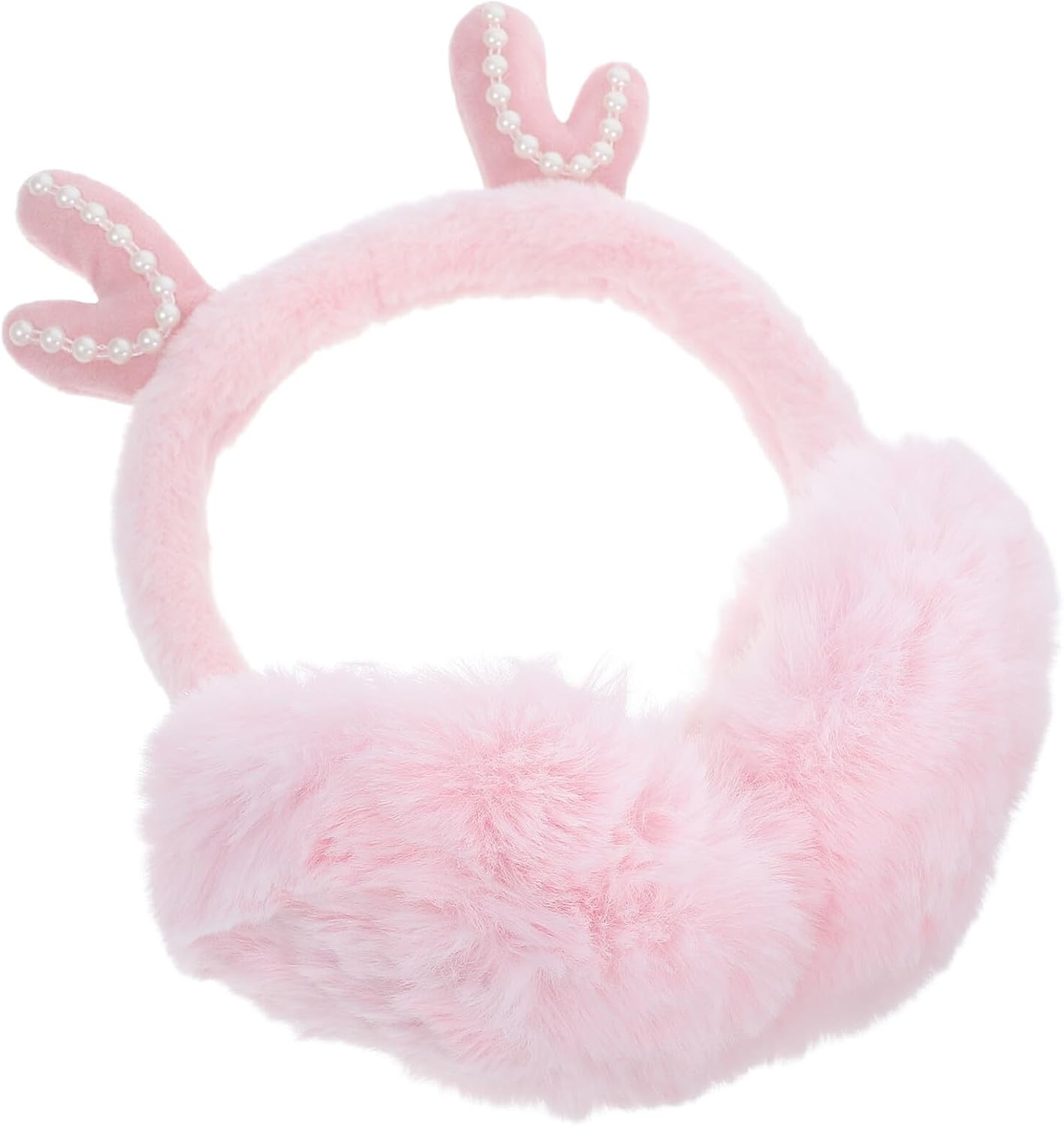 Thick Plush Winter Ear Muffs for Women and Men Pink Furry Ear Warmers with Portable Design for Outdoor Activities