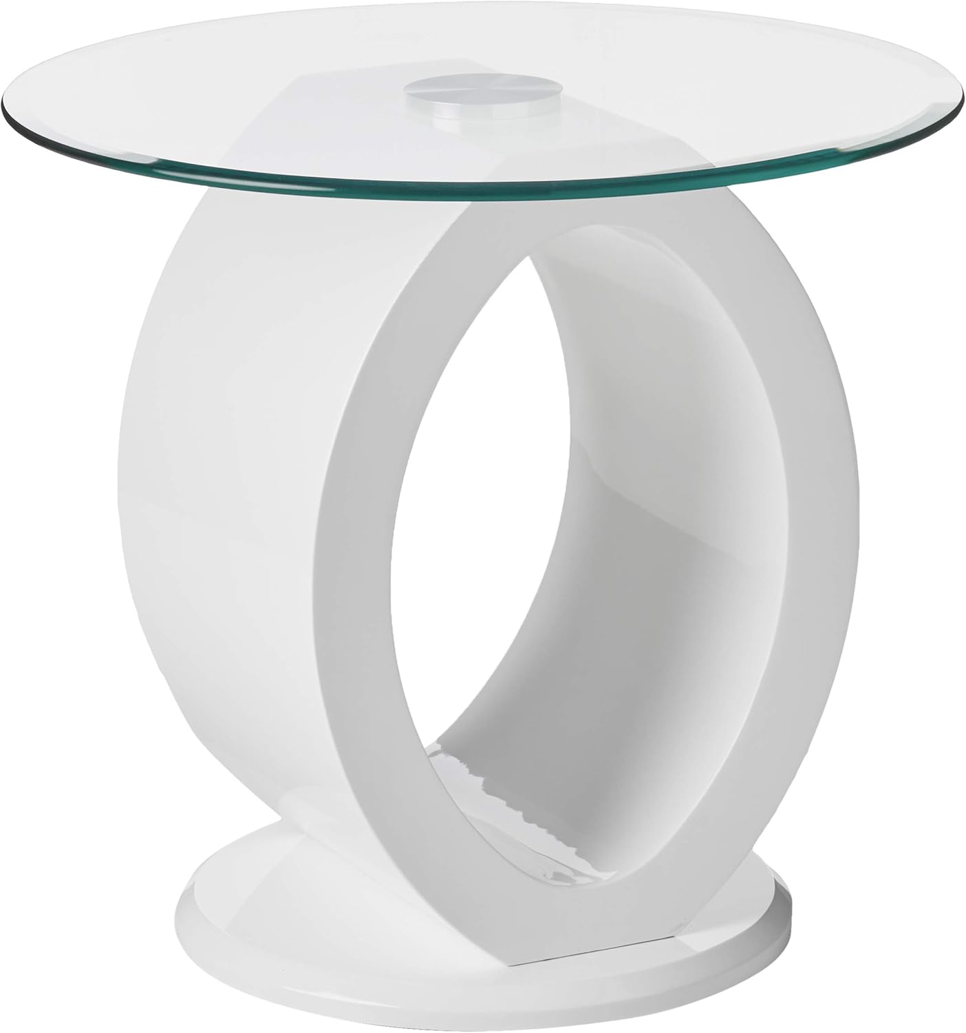 Furniture of America Modine Contemporary Glass Top End Table, White