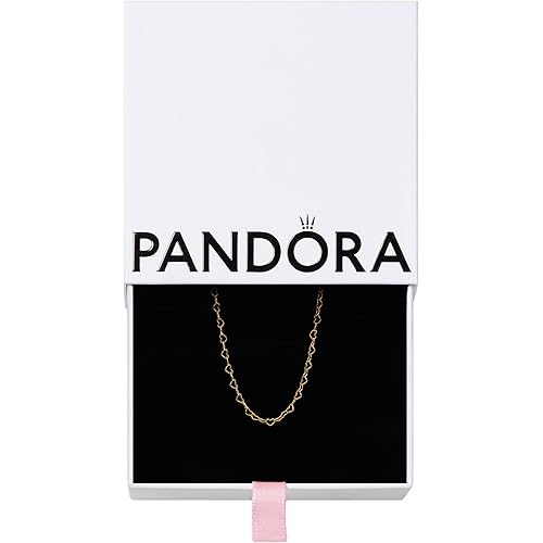 PANDORA Moments Linked Hearts Collier Necklace - 14k Gold-Plated Necklace - Gift for Women - Includes Gift Box - Size 17.7"